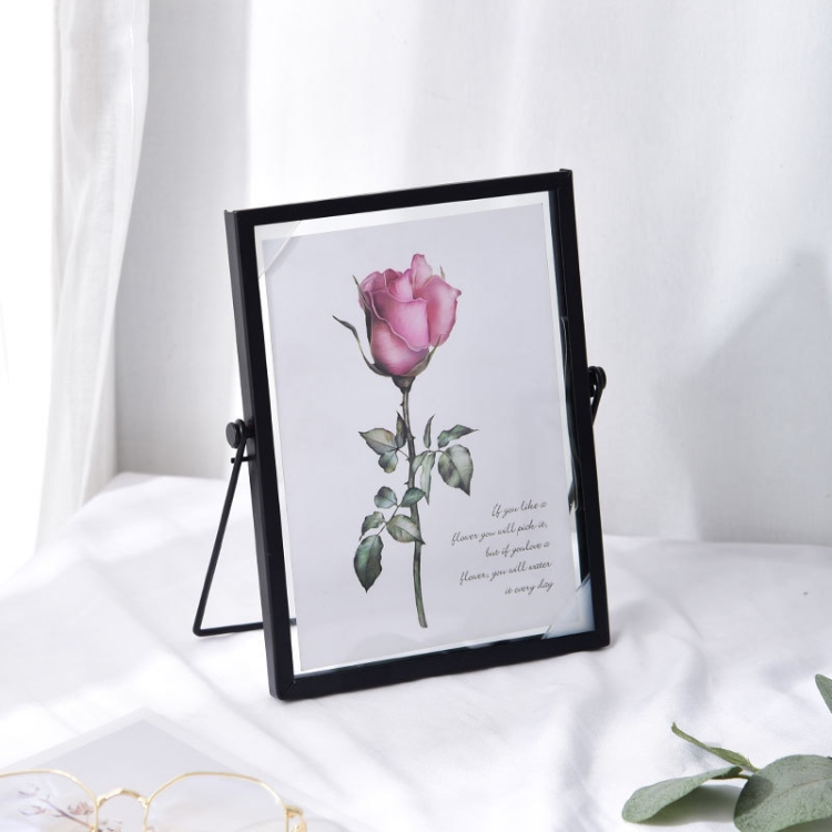 

2 PCS Metal Glass Photo Frame Plant Specimen Holder, Size: 6 Inches(Black Bracket)