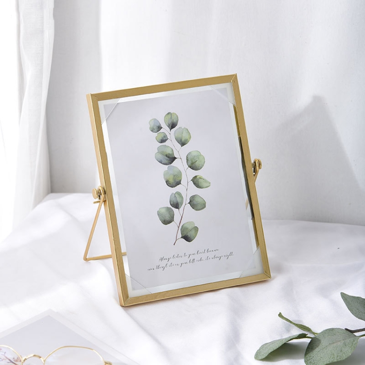 

2 PCS Metal Glass Photo Frame Plant Specimen Holder, Size: 6 Inches(Golden Bracket)