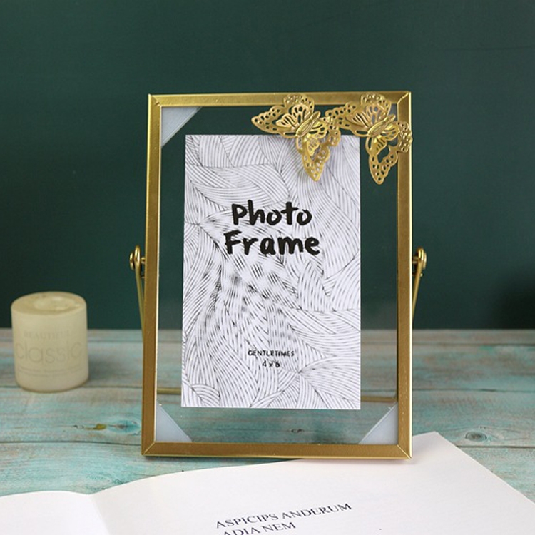 

2 PCS Metal Glass Photo Frame Plant Specimen Holder, Size: 6 Inches(Butterfly)