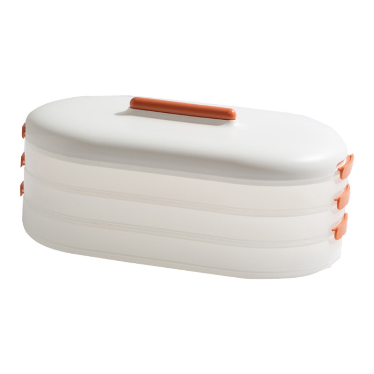 

Anti-Stick Dumpling Box Layered Storage Refrigerator Food Preservation Box Three Layers With Cover(White Orange)