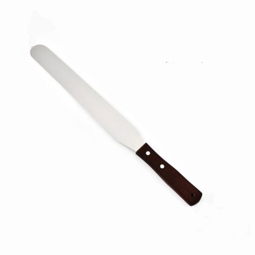 

3 PCS Wooden Handle Spatula Baking Stainless Steel Cake Straight Knife(10 Inch With Hole Straight Body)