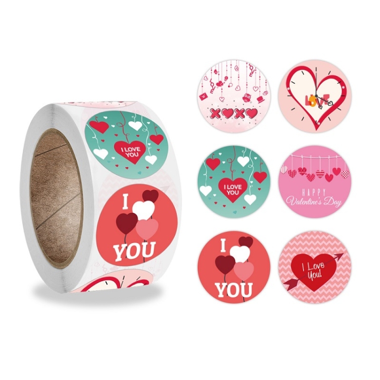 

5 PCS Olled Round Valentines Day Heart Gift Decoration Sticker Label(2.5cm / 1inch)