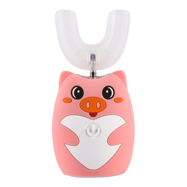 

JY968 Children Automatic Intelligent Ultrasonic Voice Broadcast Mouth U-Shaped Electric Toothbrush, Product specifications: Pig 2-6 years old(Pink)