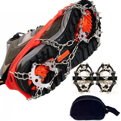

Outdoor 18-Tooth 430 Stainless Steel Crampons Snow Hiking Shoes Spikes Non-Slip Shoe Covers，SIze: L (Black)