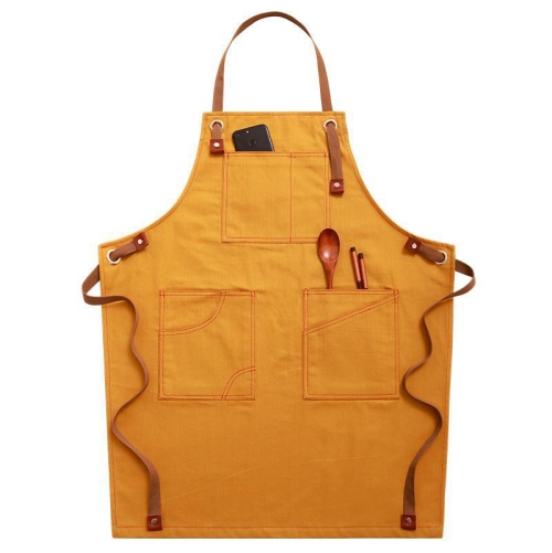 

Household Denim Apron Barista Floral Tea Shop Barber Work Clothes, Specification: Adult Version(Yellow)