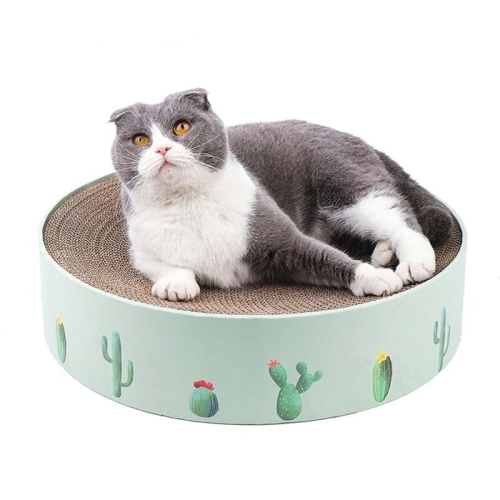 

Round Corrugated Cat Scratcher Claw Sharpener Toy Bed, Colour: Green 41x41x10cm