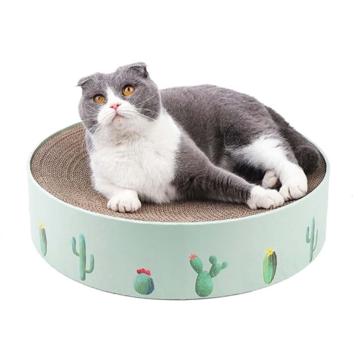 

Round Corrugated Cat Scratcher Claw Sharpener Toy Bed, Colour: Green 36x36x8cm