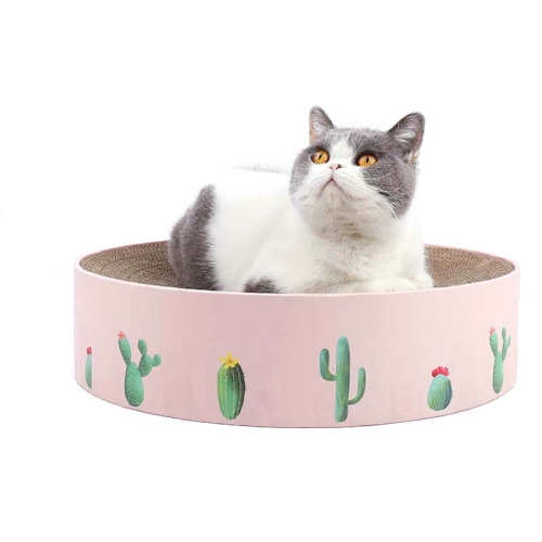 

Round Corrugated Cat Scratcher Claw Sharpener Toy Bed, Colour: Pink 36x36x8cm