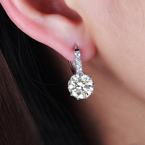 

925 Sterling Silver Women Shiny Shape Micro-inserts Zircon Earrings(White)