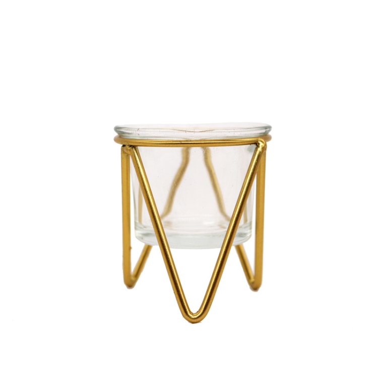 

3 PCS Hollow Household Candle Cups Iron Candle Holders Luxury Creative Home Decorations, Colour: A Gold