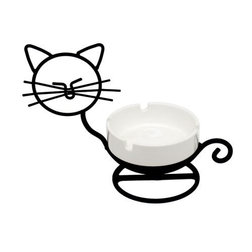 

Iron Cat Ceramic Ashtray Restaurant Coffee Shop Bar Decoration, Colour: Black, Size: Large