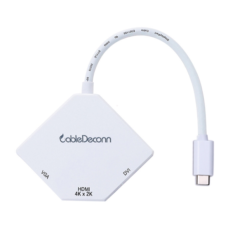 

Cabledeconn F0102 3 in 1 Type-C to VGA / HDMI / DVI Adapter(White)