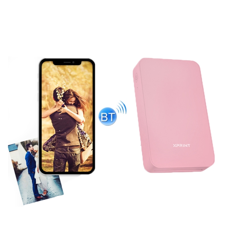 

XPRINT Portable Pocket Bluetooth AR Video Photo Printer Dye Sublimation Color Photo Printing, Color: Pink