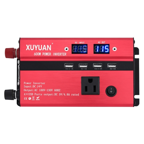 

XUYUAN 600W Car Inverter With Display Converter, US Plug, Specification: 24V to 110V