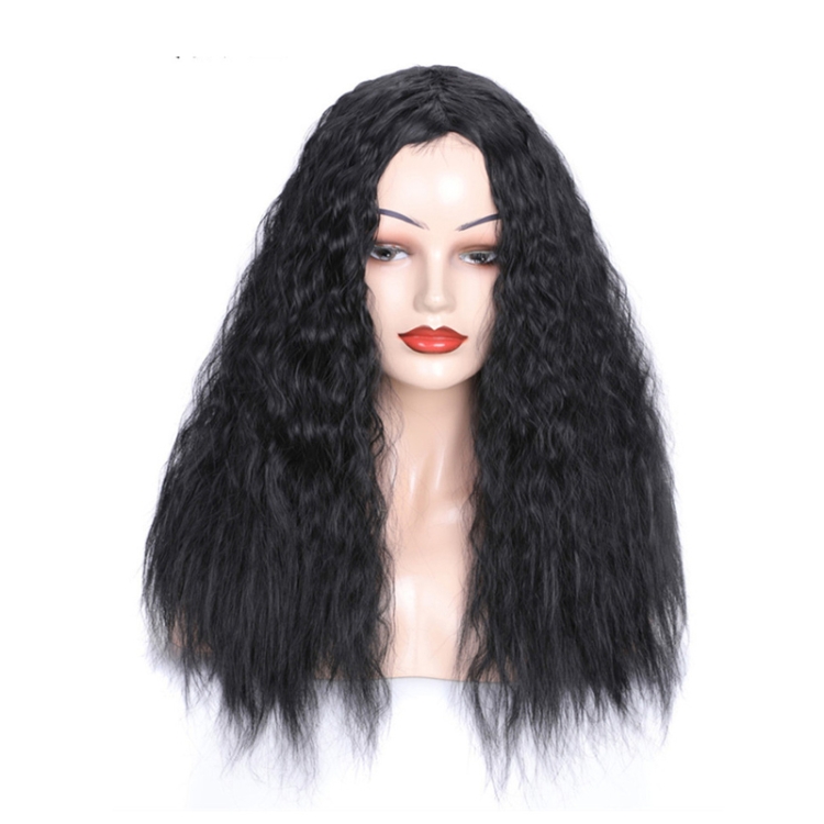 

Matte Realistic Corn Perm Long Curly Hair Woolen Volume Wig Headgear(Black)