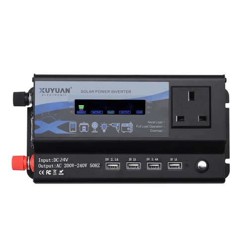 

XUYUAN 3000W Car Inverter LED Colorful Atmosphere Light 4USB Charging Converter, UK Plug, Specification: 24V-220V