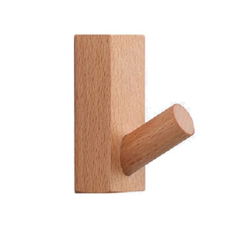 

2 PCS Solid Wood Punch-Free Entrance Behind The Door On The Wall Sticky Hook Clothes Hook Beech Wood