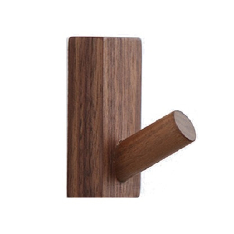

2 PCS Solid Wood Punch-Free Entrance Behind The Door On The Wall Sticky Hook Clothes Hook Black Walnut