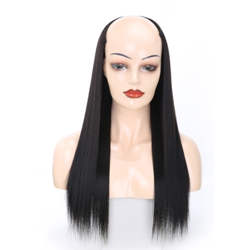 

Wig Half Headgear Long Straight Hair U-Shaped Wig Headgear, Colour: 5.US-4# Brown Black