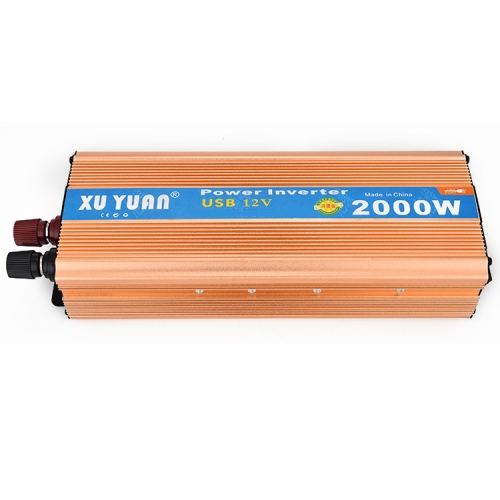 

XUYUAN 2000W Inverter with USB Positive And Negative Reverse Connection Protection, Specification: Gold 12V to 220V