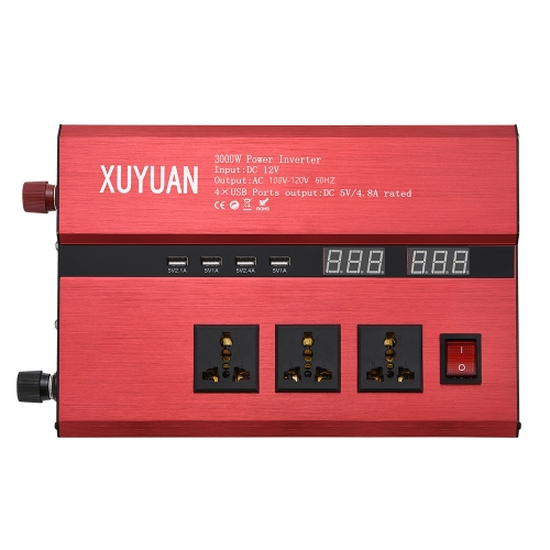 

XUYUAN 3000W Car Inverter USB Display Charging Converter, Specification: 12V to 110V