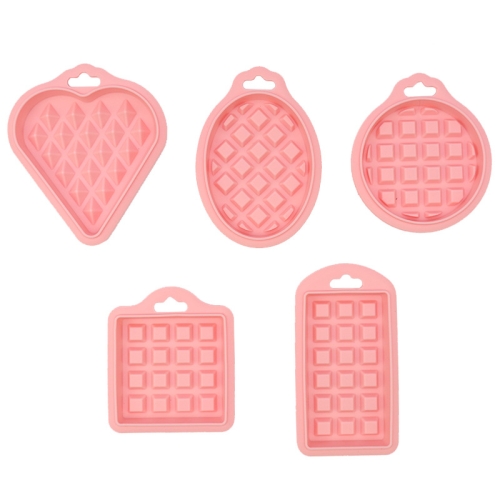 

2 Sets Food Grade Silicone Waffle Mold Kitchen Cake Set Baking Supplies(Pink)