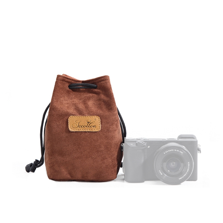 

S.C.COTTON Liner Shockproof Digital Protection Portable SLR Lens Bag Micro Single Camera Bag Square Brown S