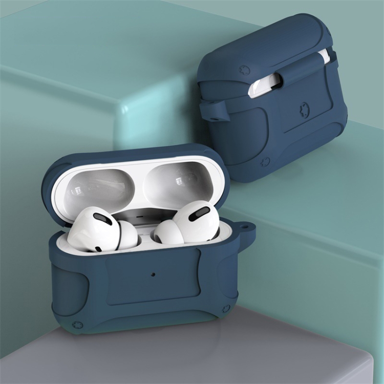 

2 PCS Pure Color Simple Waterproof Earphone Protective Cover For AirPods Pro(Navy Blue)