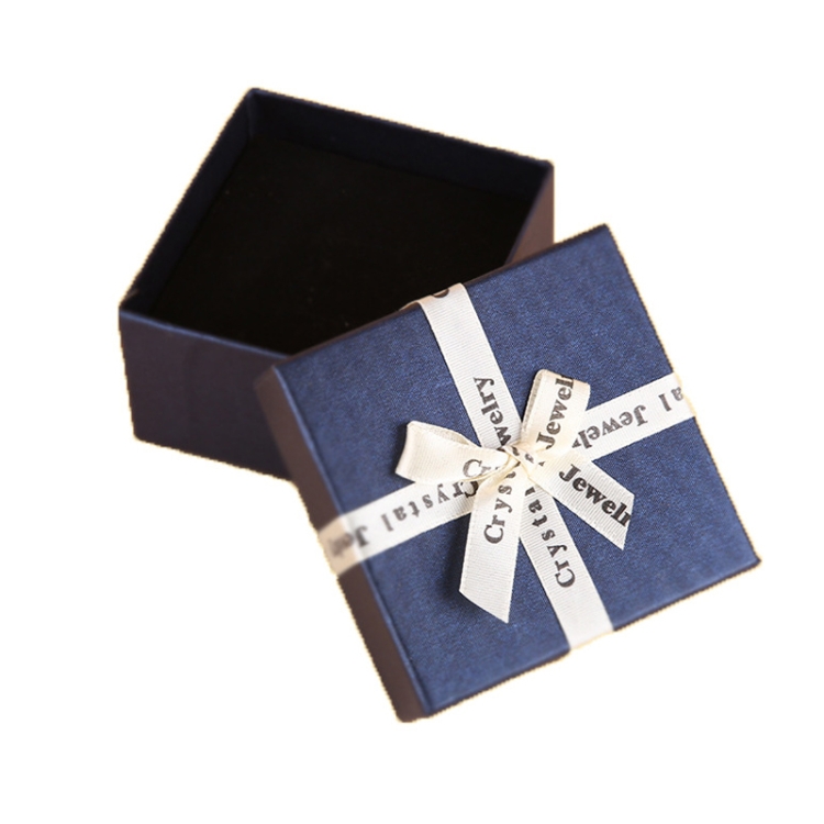 

10 PCS Bowknot Jewelry Gift Box Square Jewelry Paper Packaging Box, Specification: 6.2x6.2cm(Dark Blue)