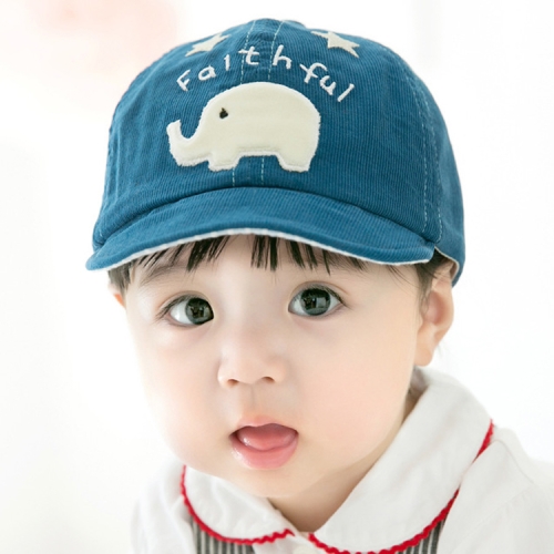 

MZ6727 Spring and Autumn Small Elephant Pattern Corduroy Children Peaked Cap Baby Sunscreen Hat, Size: 48CM Adjustable(Dark Blue)