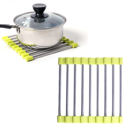 

MS-202 3 PCS Home Kitchen Stainless Steel Non-Slip Anti-Scalding Placemat Folding Heat Insulation Pot Mat, Color Random Delivery