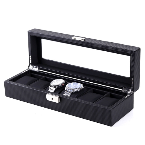 

Woven Pattern PU Leather Watch Box Jewelry Storage Display Box, Colour: 6 Bits