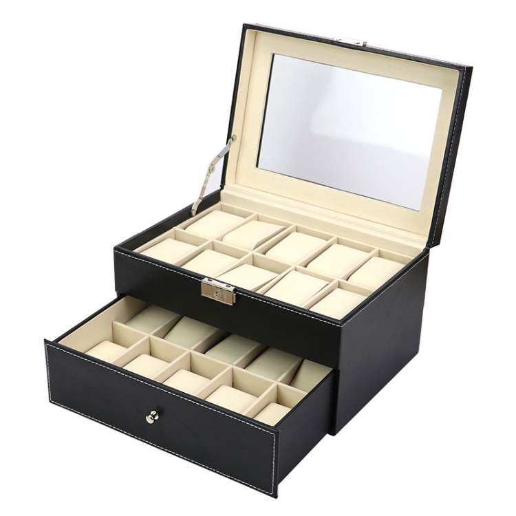 

PU Leather Double Layer 20-Digit Watch Box Jewelry Gift Storage Box