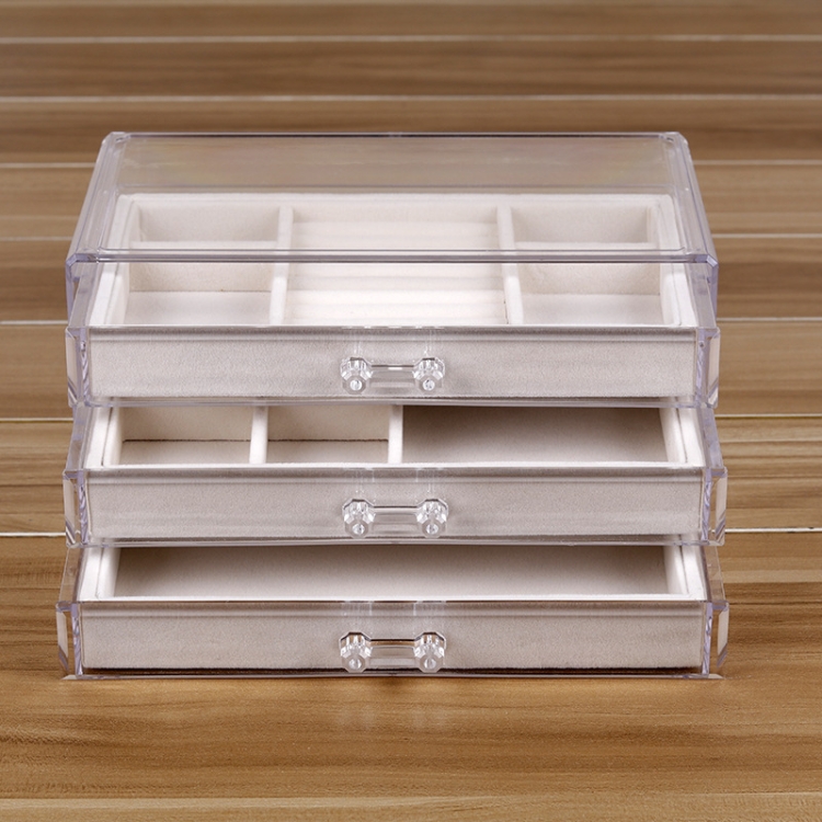 

Acrylic Three-Layer Drawer Jewelry Box Jewelry Storage Display Packaging Box(Beige)