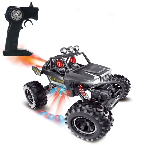 

Children Four-Wheel Drive Light Spray Remote Control Off-Road Vehicle RC Model 2.4G Simulation Nitrogen Racing Toy(Silver)