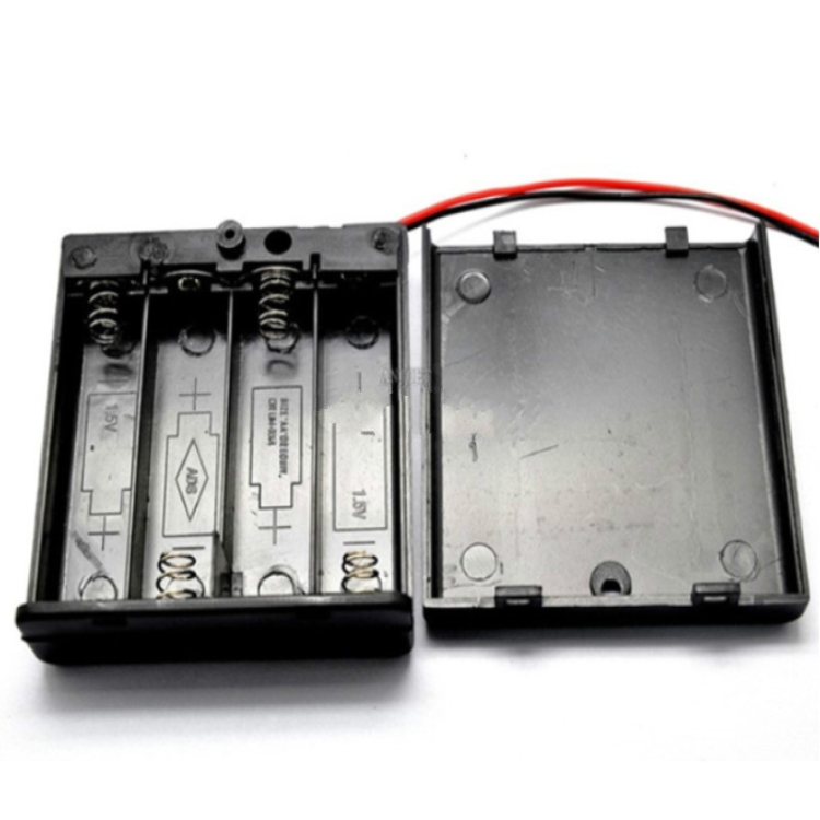 

10 PCS AA Size Power Battery Storage Case Box Holder For 4 x AA Batteries with Cover & Switch