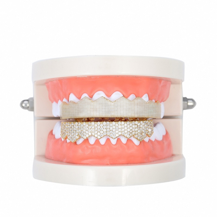 

Hip-HopGold-Plated Micro-Inlaid Zircon 8 Gold Braces, Colour: Gold Lower Teeth