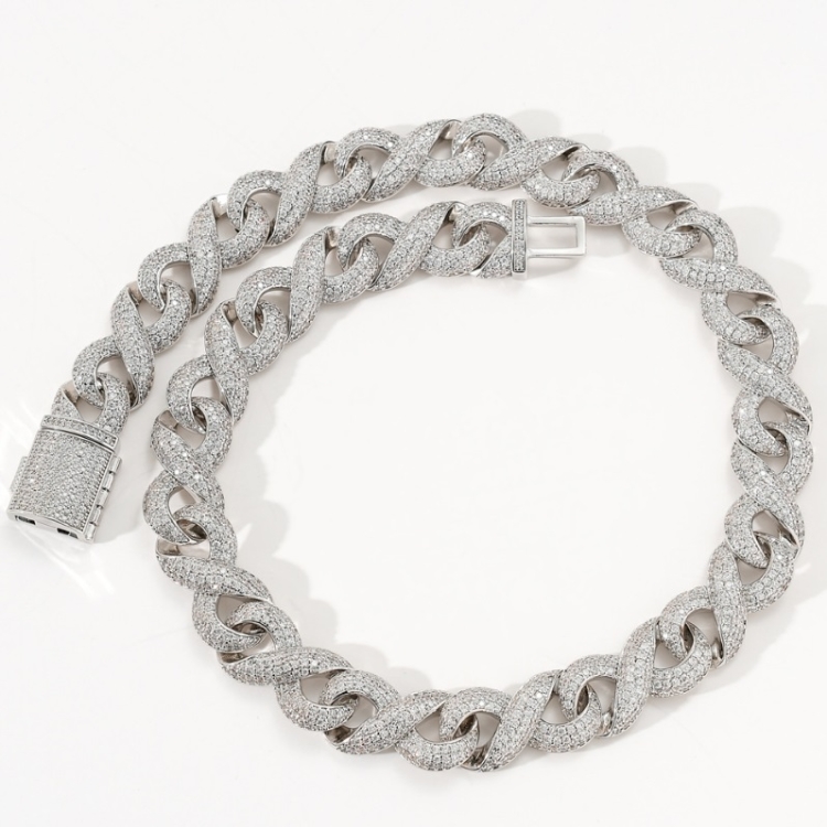 

16 Inch Silver Micro-Inlaid Zircon Hipster Large Hip-Hop Necklace Chain