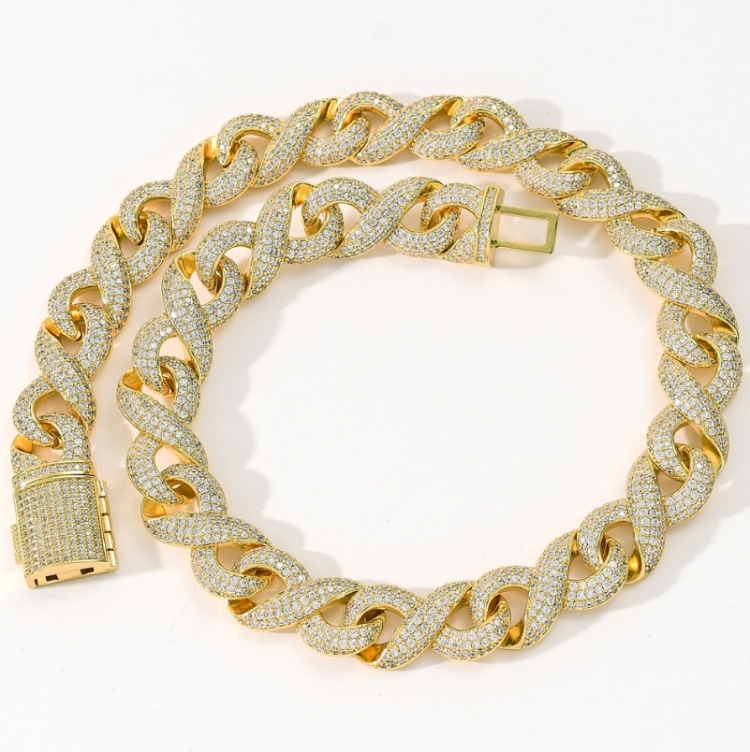 

24 Inch Gold Micro-Inlaid Zircon Hipster Large Hip-Hop Necklace Chain