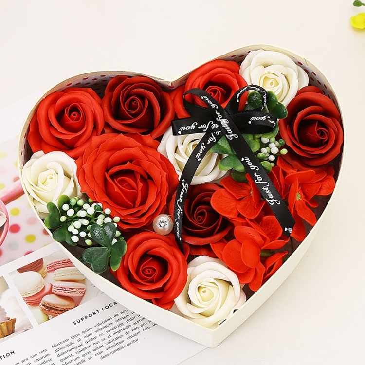 

X05123 Soap Flower Heart-Shaped Gift Box Valentine Day/Birthday/Holiday Gift(Red)