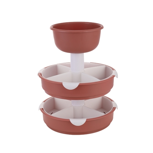 

Hot Pot Platter Rotating Sub-Divided Drain Basket Fruit And Vegetable Cleaning Basket,Style: Three-layer (Bean Pink)