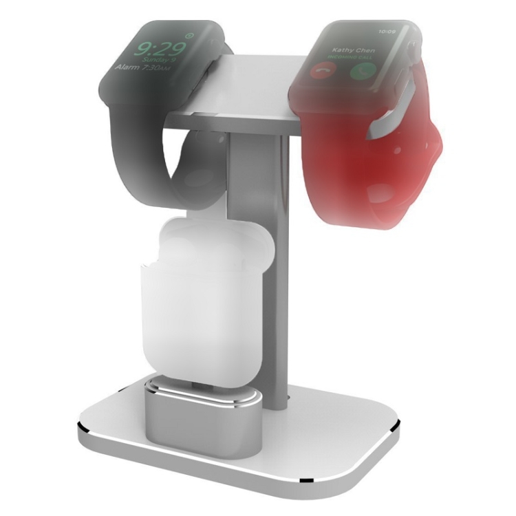 

XMJ-003 Multifunctional Metal Desktop Stand Wireless Charging Stand for iWatch / iPods(Noble Silver)