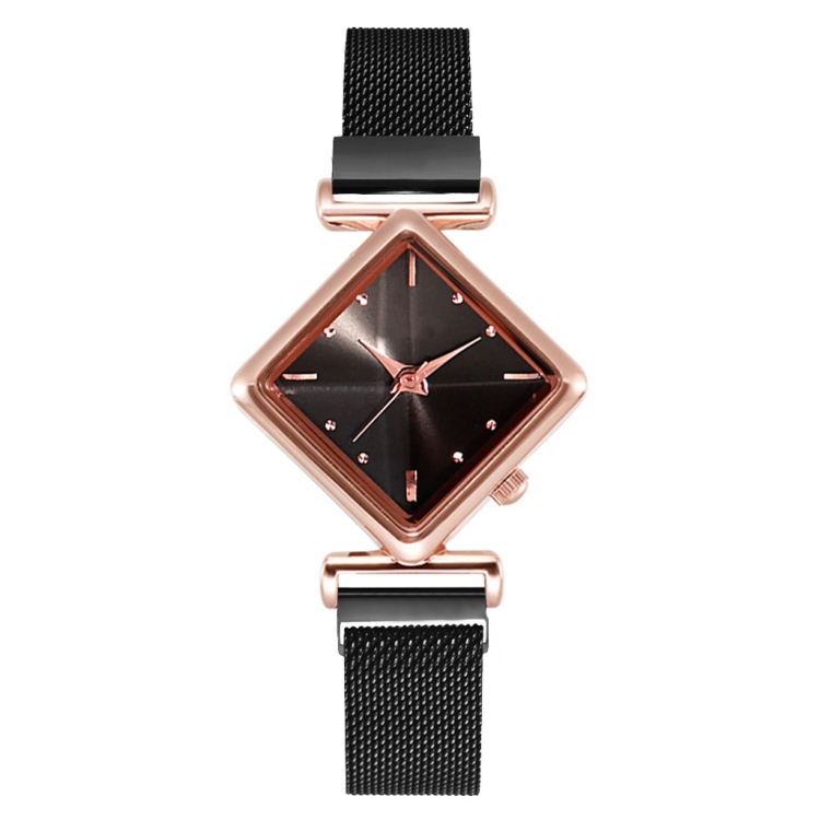 

2 PCS Ladies Diamond Dial Quartz Watch, Colour: Black