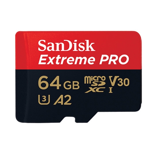 

SanDisk U3 High-Speed Micro SD Card TF Card Memory Card for GoPro Sports Camera, Drone, Monitoring 64GB(A2), Colour: Black Card