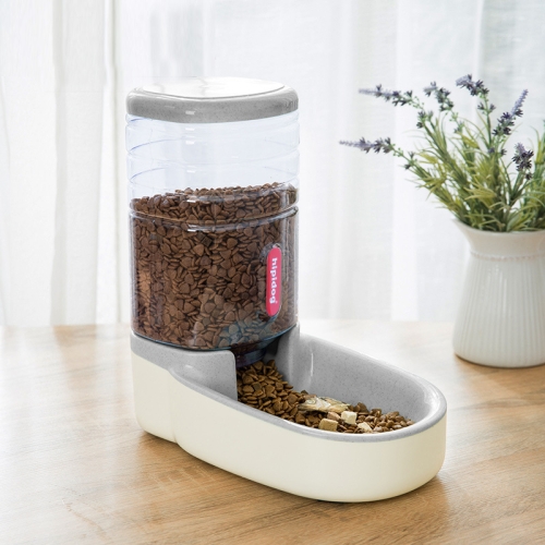 

Hipidog Pet Automatic Feeder Cat & Dog Waterer Feeding Bowl Combined Grain Storage Bucket(Feeder (Grey))