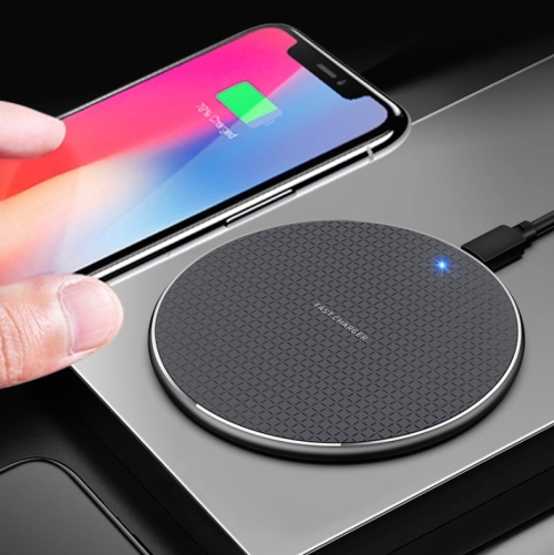 

K8 10W Universal Aluminum Alloy Mobile Phone Wireless Charger, Specification:with 1m Cable(Black)