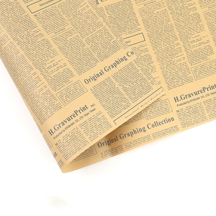 

43 Sheets / Bag Newspaper Flower Wrapping Paper Waterproof Kraft Paper Gift Wrapping Paper(Blue Text )