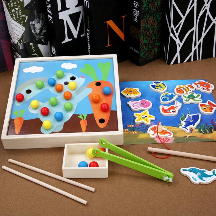 

Wooden Children Early Education Toys Baby Clip Beads Magnetic Fishing Games Toy(Rabbit)