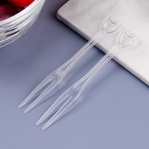 

3 Packs Disposable Fork Plastic Bar Moon Cake Heart-Shaped Fruit Fork(Transparent 500 PCS/Bag)