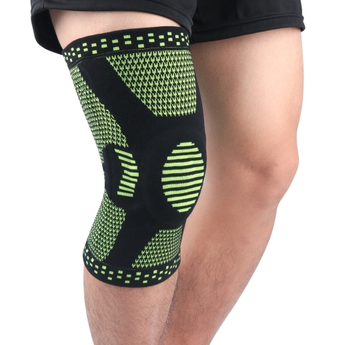 

Sports Knee Pads Anti-Collision Support Compression Keep Warm Leg Sleeve Knitting Basketball Running Cycling Protective Gear, Size: L(Black Green)